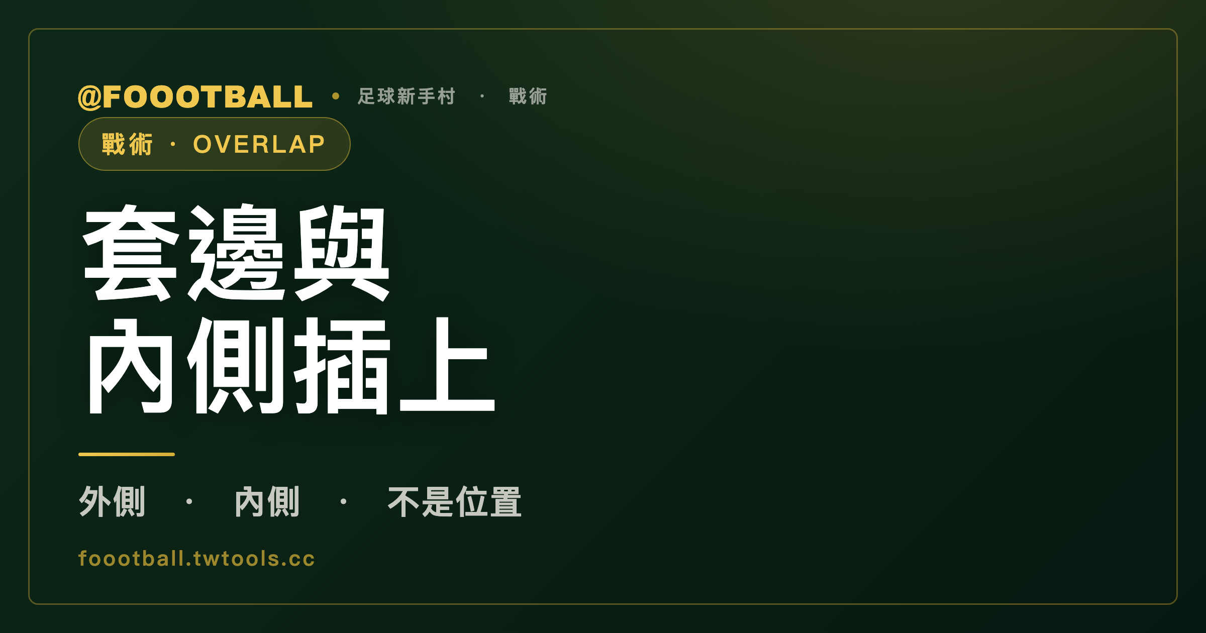 套邊與內側插上，差在跑者從持球隊友的哪一側越過去，不在跑的是不是邊後衛｜封面